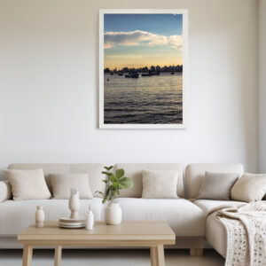 Quadro 50×70 Barcos na Praia Branco